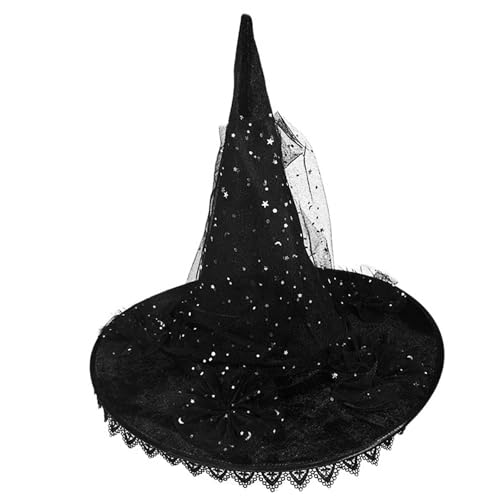 HVRFJXI Halloween Hexenhut Zarte Pailletten Retro Witch Hüte Für Maskerade Fashion Adults Cosplay Kostümzubehör von HVRFJXI