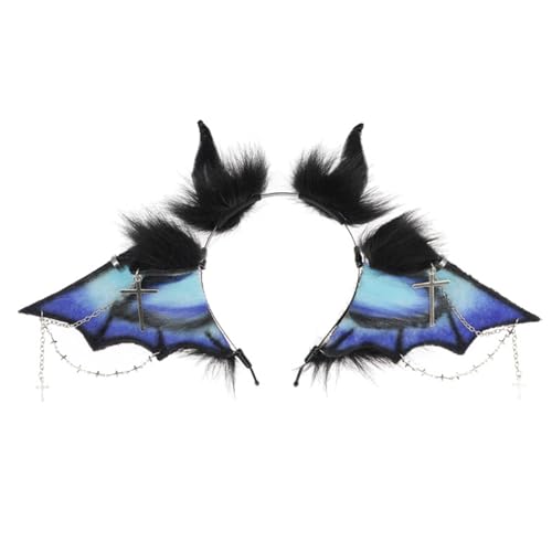 HVRFJXI Handgemachte Tierohren Stirnband Anime Fledermaus Kostüm Stirnband Maskerade Kopfbedeckung Cosplay Requisiten Hairhoop Zubehör von HVRFJXI