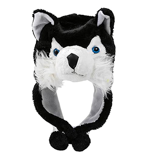 HVRFJXI Unisex Nette Weiche Fuzzy Wolf Plüsch Cartoon Schöne Winter Cosplay Winddicht Bühne Leistung Requisiten Eltern Kind von HVRFJXI