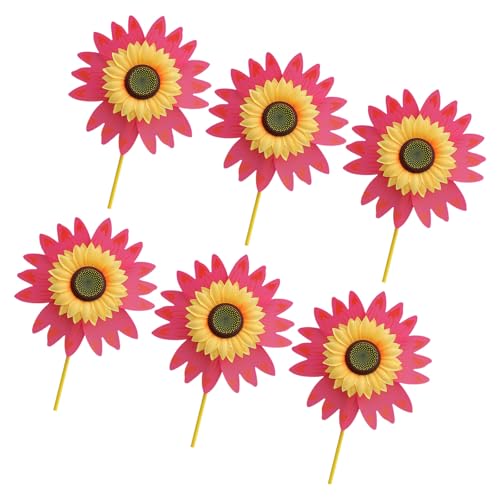 HVRFJXI Windmühlen Für Rasenflächen Terrasse Farbenfrohe Sonnenblume Pinwheel Spielzeug Windmühle Bulk 6pcs Party School Event Garten Rasenflächen Pinwheels von HVRFJXI