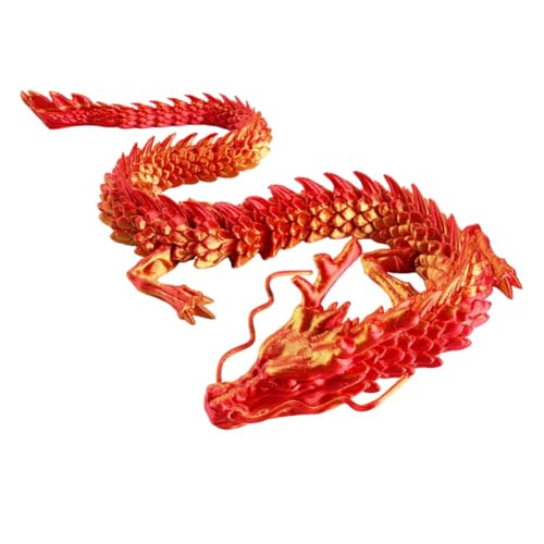 HVVENTY Chinesischer Drache Aquarium-Landschaftsdekoration, 60 cm, 3D-Druck, beweglicher Drache, D von HVVENTY