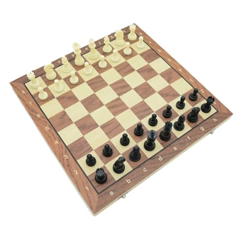 24 cm großes internationales Schachbrettspiel aus massivem Holz, faltbares internationales Schach-Komfort-Tischschachbrettspiel von HVZFZOK