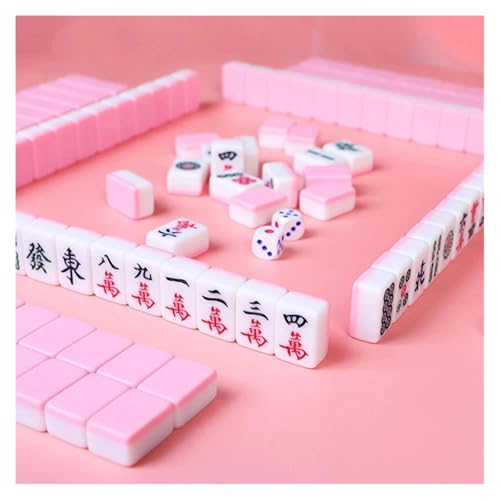 HVZFZOK Mini-Mahjong, 24 mm, chinesisches Mahjong, 144-teiliges Brettspiel, wunderschön graviertes tragbares Mahjong-Reisebrettspiel, Camping-Tischspiel(Yellow) von HVZFZOK