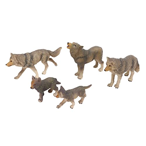 HWGING 5 Stück Wolf Figur Spielzeug Lebensechte Lebendige Details Kunststoff Wildtier Wolf Figuren Spielzeug Simulation Tiermodell von HWGING