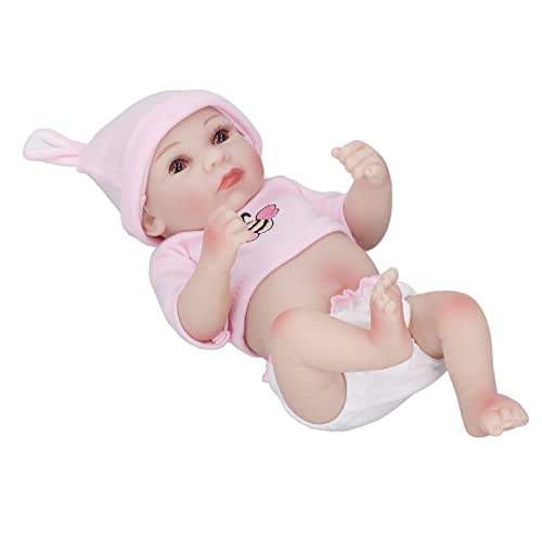 HWGING Simulierte Baby-Mädchen-Puppe, Weiches Silikon, Tolles Handgefühl, Heimspielzeug-Puppe, 28 cm (Mädchen mit offenen Augen) von HWGING