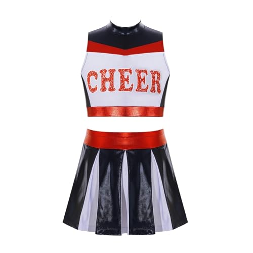 HWJFDC Cheerleader Kostüm Kinder Mädchen Cheerleading Outfit Uniform Halloween Cheerleader Kostüm Cheer Leader Kinder Tanz Outfit Performance Dancewear(10) von HWJFDC