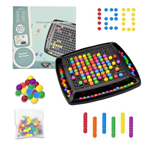 Intellektuelles Schachbrett, 120 Pieces Intellectual Chessboard Dual Duel, Rainbow Ball Gesellschaftsspiele, Regenbogenball Eliminierung Spiel, Intellektuelles Schachbrett Doppelduell für Kinder von HWJPDMBD