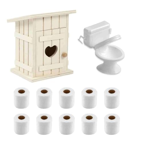 Miniatur Wichtel Zubehör, 3 PCS Miniatur Zubehör Badezimmer, Puppenhaus Badezimmer Zubehör, Mini Puppenhaus Toilettenmodell, Miniatur-Toilettenpapierrollen, Puppenhaus Badezimmer Deko, Wichtel Zubehör von HWJPDMBD