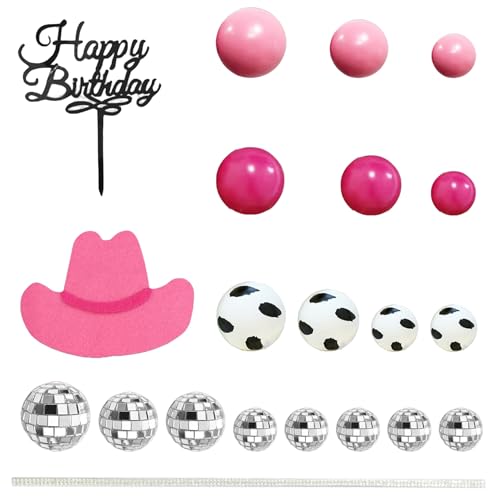 21pcs/set Cowgirl -Kuchendekorationen Western Disco Cowgirl Cake Topper mit Hut, Ball, mehr Cowgirl -Themenpartydekorationen für Western Cowgirl Party Gefälscht von HWXZUUO