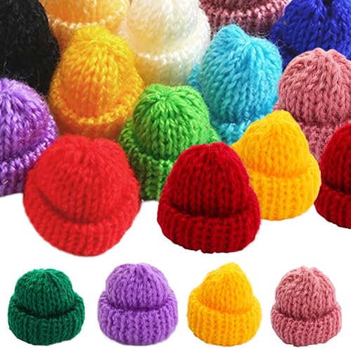 HWXZUUO 100pcs Mini Hut, winzige Schneemannhüte für bastellierte Farbmini -Puppenhüte Wolle Garn Strickhüte für Handwerksbedarf DIY Hair Accessoires, Schneemannhüte für Handwerks von HWXZUUO