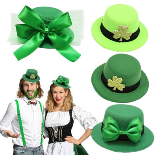 HWXZUUO Mini St. Patricks Day Hut 4PCS Mini Green Top Hat St. Patrick Kostüm für Festival Haarzubehör 5.3x2 Zoll Tag von HWXZUUO