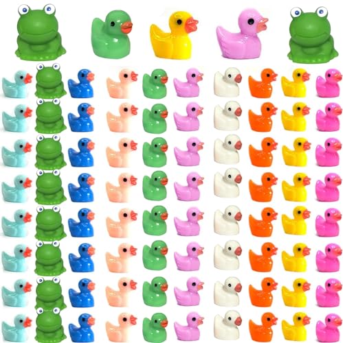 HXJFGDM 100 Stück Mini Enten,Mini Resin Ducks Plastikenten,Resin Tiny Ducks to Hide,kleine Enten for Aquarium Garden Craft Home Prank Game Dollhouse Potted Decorations Ornament DIY von HXJFGDM