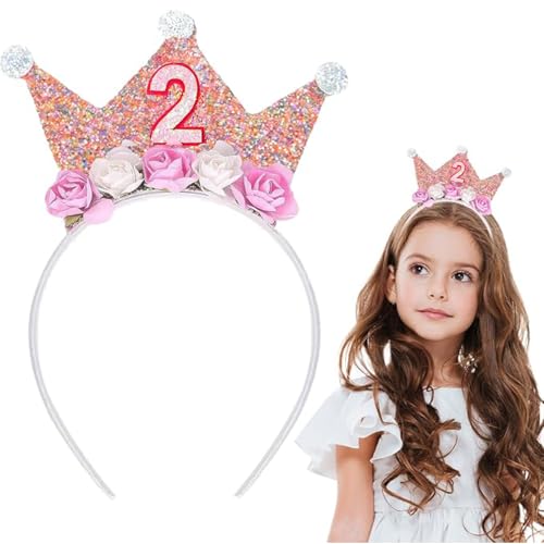 HXLJHALG Baby Mädchen 2. Geburtstag Party Stirnband Prinzessin Mädchen Zweiter Geburtstag Krone Verstellbar 2. Geburtstag Haarband Baby Krone für Baby Mädchen Zweiter Geburtstag Party von HXLJHALG