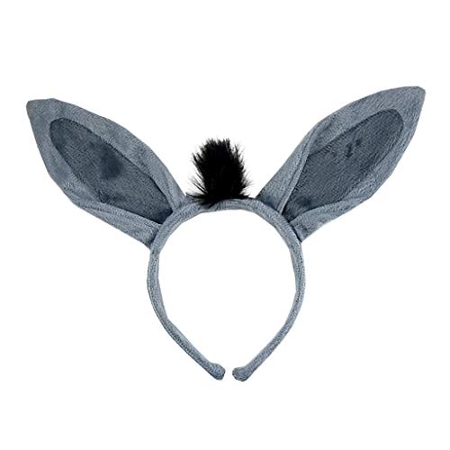 Dunkey Stirnband Tierhaarreifen Faux Dunkey Ohren Plüsch Pferdeohren Realistisches Halloween Stirnband Pferd Cosplay von HXNH