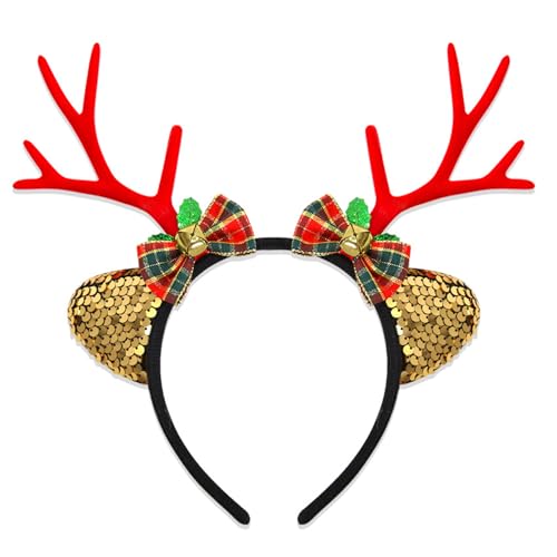 HXNH Haarreif mit Rentiergeweih, einzigartiges weißes Rentiergeweih, Stirnband für Weihnachtsmaskeraden und Feiern von HXNH