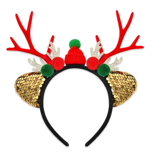 HXNH Haarreif mit Rentiergeweih, einzigartiges weißes Rentiergeweih, Stirnband für Weihnachtsmaskeraden und Feiern von HXNH