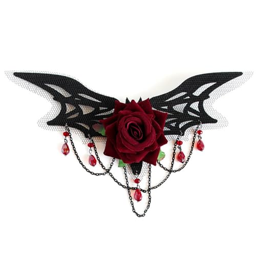 Halloween-Kopfschmuck, gefiedertes Stirnband, Fledermaus-Haarnadel, Halloween-Kopfschmuck, Fledermaus-Halskette, Halloween-Kopfkette für Damen und Mädchen von HXNH