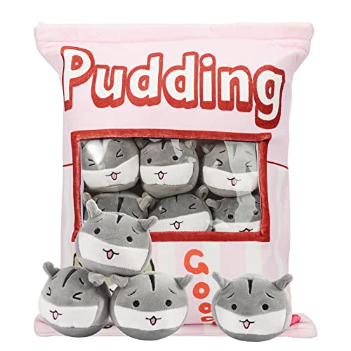 HXPLN Hamster Plüsch Kissen, Hamster Plüsch Spielzeug, Pudding Hamster Kissen, Tasche Hamster Plüsch, niedliche Hamster Dekoration Geschenke für Jugendliche, Mädchen, Kinder (8 rosa Hamster) von HXPLN