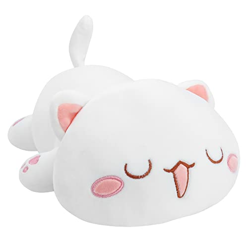 HXPLN Nette Katze gefülltes Tier Kätzchen Plüsch Spielzeug, weiche Katze Plüsch Anime Katze Plüsch Kissen, Kawaii gefüllte Katze Plüsch Spielzeug für Kinder (35cm, weiße schlafende Katze) von HXPLN