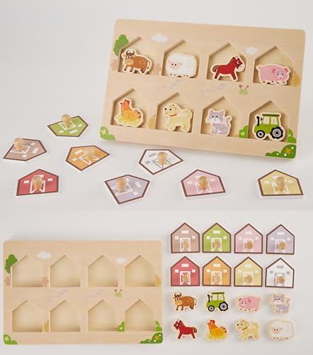 HYAKIDS Holzpuzzle für Kinder, Bauernhof Tier Greifpuzzle, Holzpuzzle Montessori Spielzeug mit Greifknopf, Sortierspiel, Steckpuzzle Geschenk für Kleinkinder Jungen Mädchen ab 3 4 5 Jahre HYAKIDS Holzpuzzle für Kinder, Bauernhof Tier Greifpuzzle, Holzpuzzle Montessori Spielzeug mit Greifknopf, Sortierspiel, Steckpuzzle Geschenk für Kleinkinder Jungen Mädchen ab 3 4 5 Jahre von HYAKIDS