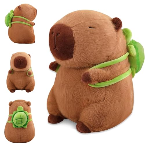 HYDTQCL Capybara Plüschtier, 25cm Capybara Kuscheltier, Capybara Tragende Schildkröte, von HYDTQCL