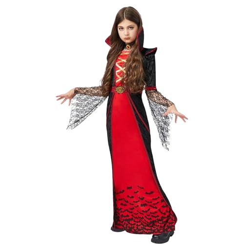 HYDTQCL Halloween Kostüm Mädchen, Royal Vampir Kostüm Mädchen Deluxe Set, Vampir Mädchen Kostüm für Halloween Carnival Cosplay (M) von HYDTQCL