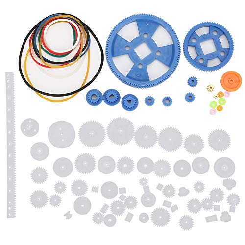 HYEIUIRA 80-teiliges Getriebemotor-Kunststoffgetriebe, Riemenscheibe, Wellenhülsen-Set, DIY-Roboter, wissenschaftliche Herstellung von HYEIUIRA