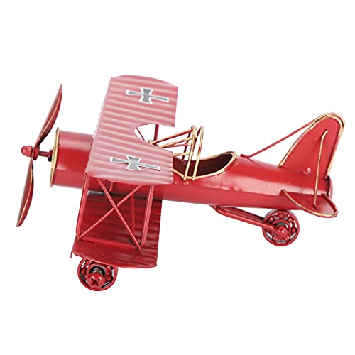 HYEIUIRA Eisernes Flugzeugmodell, rot, Vintage, Doppeldecker, Handwerk für Heimdekoration, Café-Ornament von HYEIUIRA