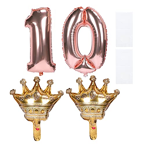 HYEIUIRA Luftballons aus Aluminiumfolie, Rotgold, Zahlen, Kronen, Aufkleber für Geburtstagsparty-Dekoration von HYEIUIRA