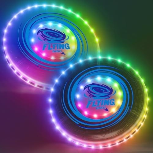 HYES 2 Pack Fliegender Ring für Kinder, 45 LEDs, 14 Beleuchtung Modi, Wiederaufladbar, leichtes, Fliegende Scheibe für Indoor Outdoor Sport Spielzeug Geschenk für Teenager Jungen Mädchen HYES 2 Pack Fliegender Ring für Kinder, 45 LEDs, 14 Beleuchtung Modi, Wiederaufladbar, leichtes, Fliegende Scheibe für Indoor Outdoor Sport Spielzeug Geschenk für Teenager Jungen Mädchen von HYES