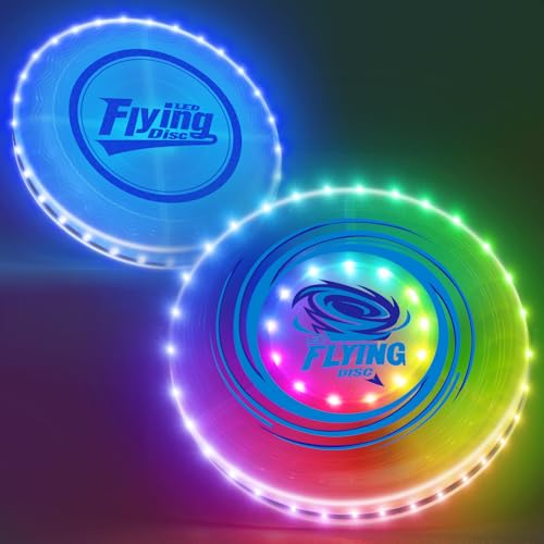 HYES 2 Pack Fliegender Ring für Kinder, 45 LEDs, 14 Beleuchtung Modi, Wiederaufladbar, leichtes, Fliegende Scheibe für Indoor Outdoor Sport Spielzeug Geschenk für Teenager Jungen Mädchen HYES 2 Pack Fliegender Ring für Kinder, 45 LEDs, 14 Beleuchtung Modi, Wiederaufladbar, leichtes, Fliegende Scheibe für Indoor Outdoor Sport Spielzeug Geschenk für Teenager Jungen Mädchen von HYES