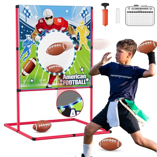 HYES Fußball Spielset für Kinder, Fußball Werfen Ziel Spiel mit LED Beleuchtung, American Fusball Wurf Kit für Garten Indoor Outdoor, Fußbälle Target Game Fussball Geschenke für Jungen Mädchen HYES Fußball Spielset für Kinder, Fußball Werfen Ziel Spiel mit LED Beleuchtung, American Fusball Wurf Kit für Garten Indoor Outdoor, Fußbälle Target Game Fussball Geschenke für Jungen Mädchen von HYES