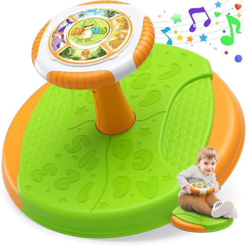 HYES Sit and Spin Karussell, Dinosaurier Drehstuhl für Kinder, 360° Spun Stuhl Drehkarussell mit LED-Lichtern und Musik, Sensory Spielzeug Geschenk für Jungen Mädchen 2 3 4 Jahre HYES Sit and Spin Karussell, Dinosaurier Drehstuhl für Kinder, 360° Spun Stuhl Drehkarussell mit LED-Lichtern und Musik, Sensory Spielzeug Geschenk für Jungen Mädchen 2 3 4 Jahre von HYES