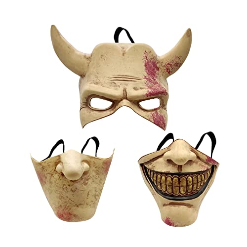 HYKJSHED Die Graber Cosplay-Maske, die Black Phone-Maske, Horrorfilm, Halloween, gruselige Maske, Herren-Kostümmaske(Beige) von HYKJSHED