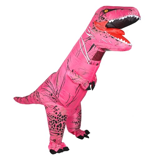 HYLQUP Dino Kostüm Aufblasbar Tyrannosaurus Rex Kostüm Halloween Kostüm Mann Frau Dino Maske Tierkostüm Erwachsene Aufblasbares Kostüm Cosplay Kostüm für Partys, Halloween St Patrick(150-190CM) (Rot) von HYLQUP