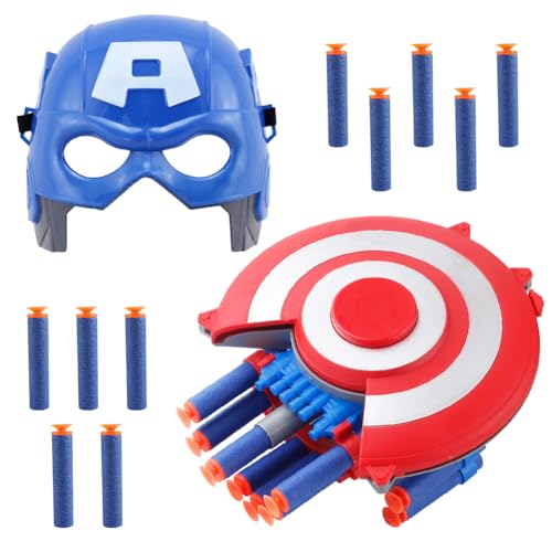 HYMBCFW Hero Launcher Handschuh mit Kinder Maske, Avengerrs Handgelenk Spielzeug Set Cosplay Glove Launcher Maske Held Launcher für Cosplay Lernspielzeug mit Kinder Maske für Kinder Geschenk von HYMBCFW