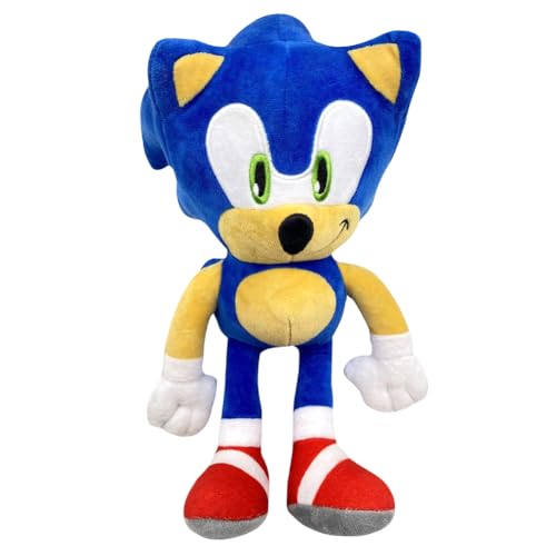 Soniic Plüschtier,Hedgehhog Plüsch Doll Stuffed Anime Plush Toy Throw Pillow Stofftier Plüschpuppe Kinderspielzeug Plüschtiere Cartoon Plüschfigur Spielzeug Puppe Geschenke für Kinder (30CM,Blau) von HYMBCFW