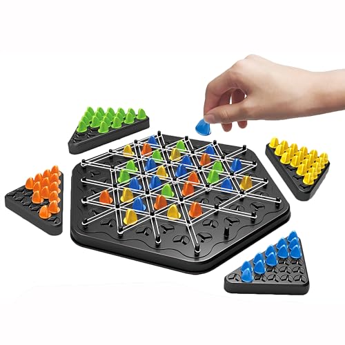 Ketten Dreieck Schachspiel, Kettendreieck Schachspiel, 2 Bis 4 Spieler, Desktop Brettspiel, Geeignet für Kinder und Erwachsene, Reisen, Familienspiele。Spiel mit Gummibänder von HYNXM