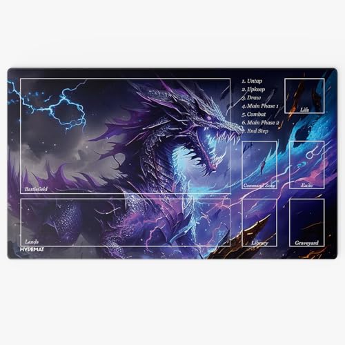 HYPEMAT Magic: The Gathering MTG TCG Playmat – Spielmatte für 1 Spieler | Perfekt für Anfänger & Fortgeschrittene | Inkl. Gratis Tasche (Blue Dragon) – rutschfest & Langlebig von HYPEMAT