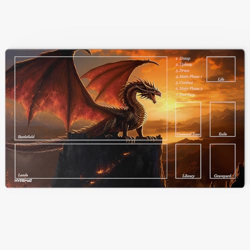 HYPEMAT Magic: The Gathering MTG TCG Playmat – Spielmatte für 1 Spieler | Perfekt für Anfänger & Fortgeschrittene | Inkl. Gratis Tasche (Fire Dragon) – rutschfest & Langlebig von HYPEMAT