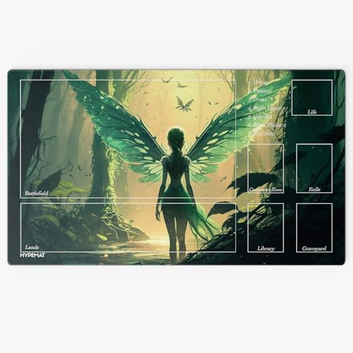 HYPEMAT Magic: The Gathering MTG TCG Playmat – Spielmatte für 1 Spieler | Perfekt für Anfänger & Fortgeschrittene | Inkl. Gratis Tasche (Green Fairy) – rutschfest & Langlebig von HYPEMAT