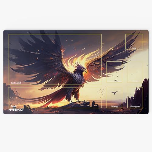 HYPEMAT Magic: The Gathering MTG TCG Playmat – Spielmatte für 1 Spieler | Perfekt für Anfänger & Fortgeschrittene | Inkl. Gratis Tasche (Phönix) – rutschfest & Langlebig von HYPEMAT