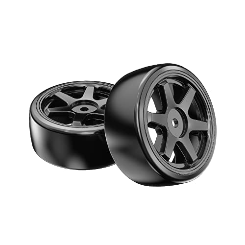 HYPER GO 1415C 1/14 Scale RC Car Accessories Drift Wheels, Suitable for Hex 12mm, Spare Parts RC Vehicle Wheels & Tire Sets for H14MK & 14301 & 14302 (Pair) von HYPER GO