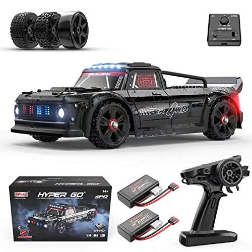 HYPER GO 14301 1/14 Brushless RC Drift Car mit Gyro, Maximal 62 Km/h schnelle Erwachsene, 4WD All-Road Street Bash Rennauto Ferngesteuert, Elektro Auto Kompatibel mit 3S Lipo von HYPER GO