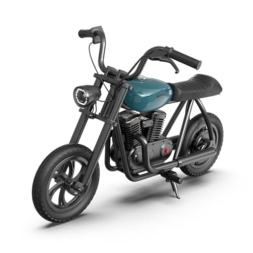 HYPER GOGO Pioneer 12 Elektro Motorrad Kinder, Kindermotorrad mit 3 Geschwindigkeiten, 12KM Lange Reichweite12 Zoll Luftreifen, bis zu 60 Minuten ununterbrochene Fahrzeit (Blau) von HYPER GOGO