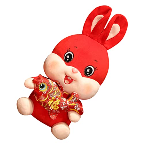 HYQOUKLR 2 Stück Maskottchen des Jahres des Kaninchens Maskottchen-Spielzeug for chinesischen Neujahr Jahr des Kaninchens Spielzeug Gefülltes Häschenspielzeug Plüschtier Kaninchen Umarmungskissen Tier von HYQOUKLR