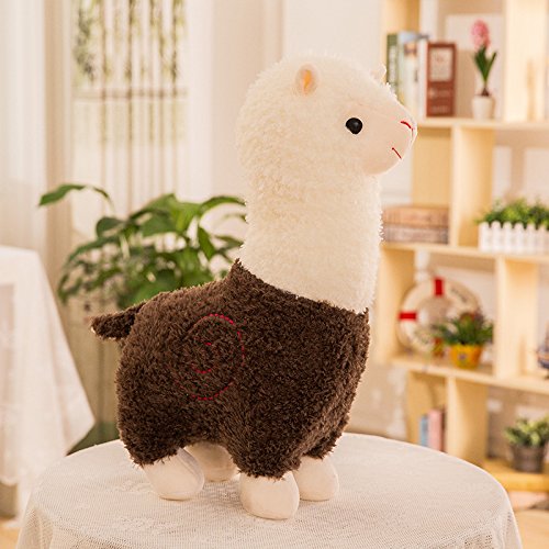 HYQOUKLR Süße Alpaka Stofftier Schaf Puppe Plüsch Kissen Kuscheltiere(Bruin,45cm) von HYQOUKLR