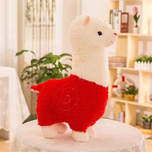 HYQOUKLR Süße Alpaka Stofftier Schaf Puppe Plüsch Kissen Kuscheltiere(Rood,28cm) von HYQOUKLR