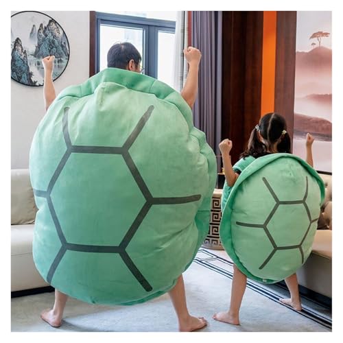 HYQOUKLR Turtle Power Shell, riesiges Schildkrötenkissen, tragbare Schildkrötenpanzerkissen, lustiges Cosplay-Plüschtiergeschenk for Kinder und Erwachsene(Blauw,60CM) von HYQOUKLR