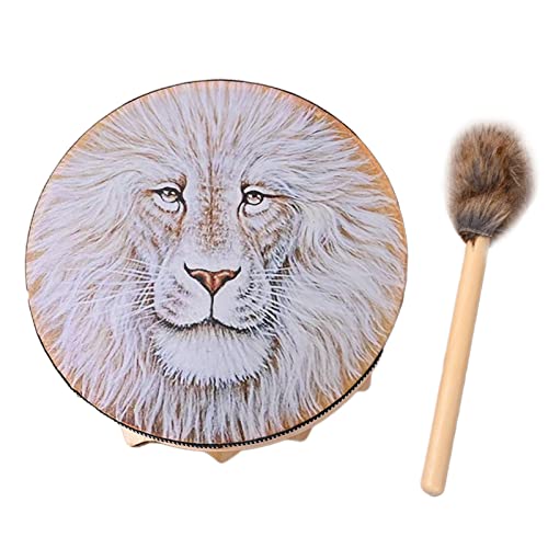 HYROOY Shaman Drum Lion Ätherisches Trommel-Design, handgefertigt, schamanische Trommel, sibirische Musik, Drums, Heimornament mit Drumstick, Polyester, Kunstschaffell von HYROOY